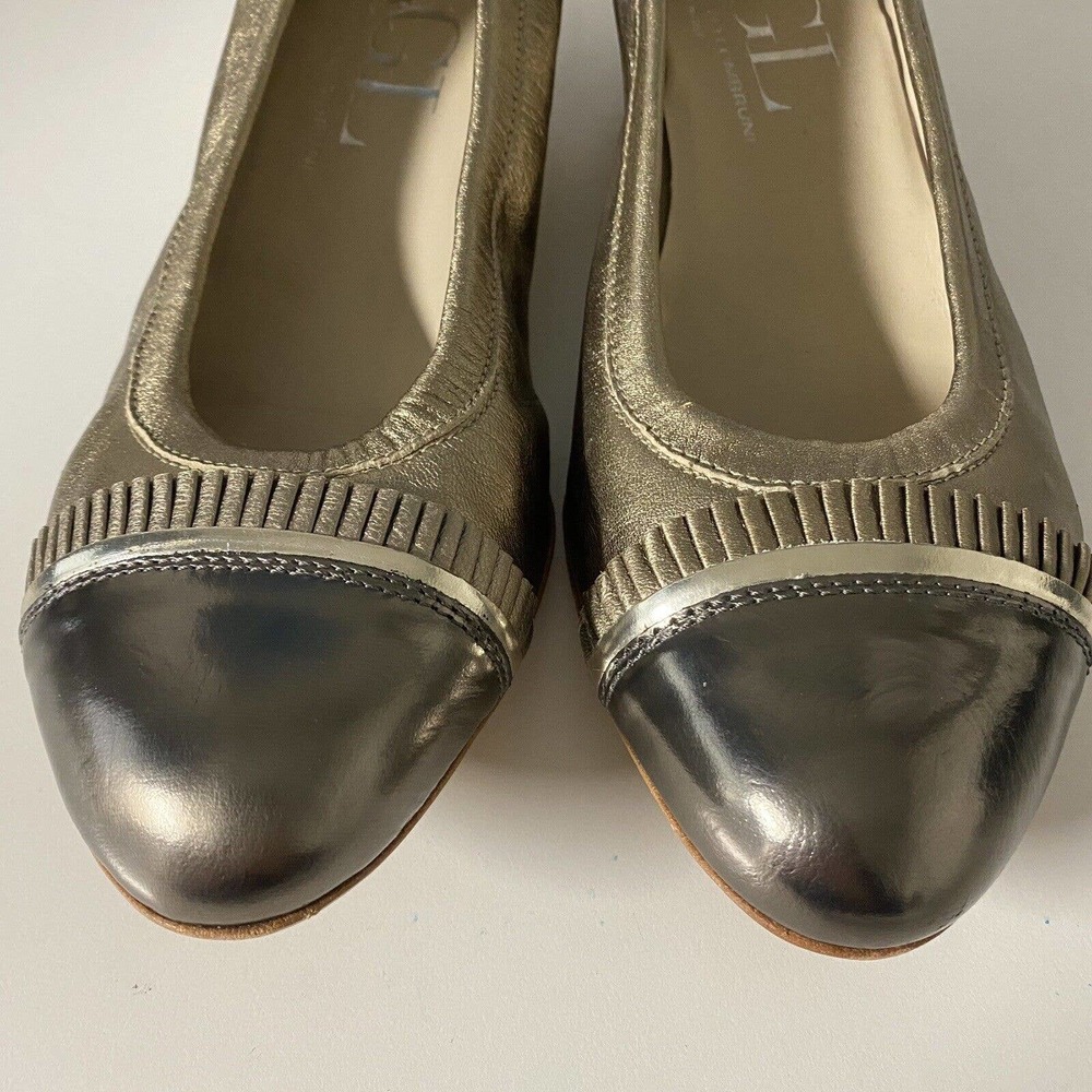 AGL Attilio Giusti Leombruni Pump Ballet Leather Gold Metallic Low Heel … - Picture 5 of 11